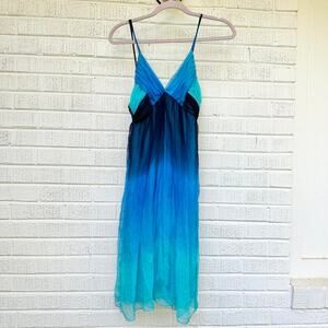 Bebe Vintage Y2K Silk Blue Ombre Slip Dress